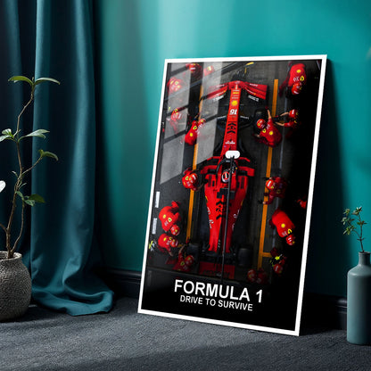 Flex Designs Metal Poster Formula 1 Drive to Survive Ferrari 24 x 36" Home Goods - TV Show 2019 TV Show Metal Poster