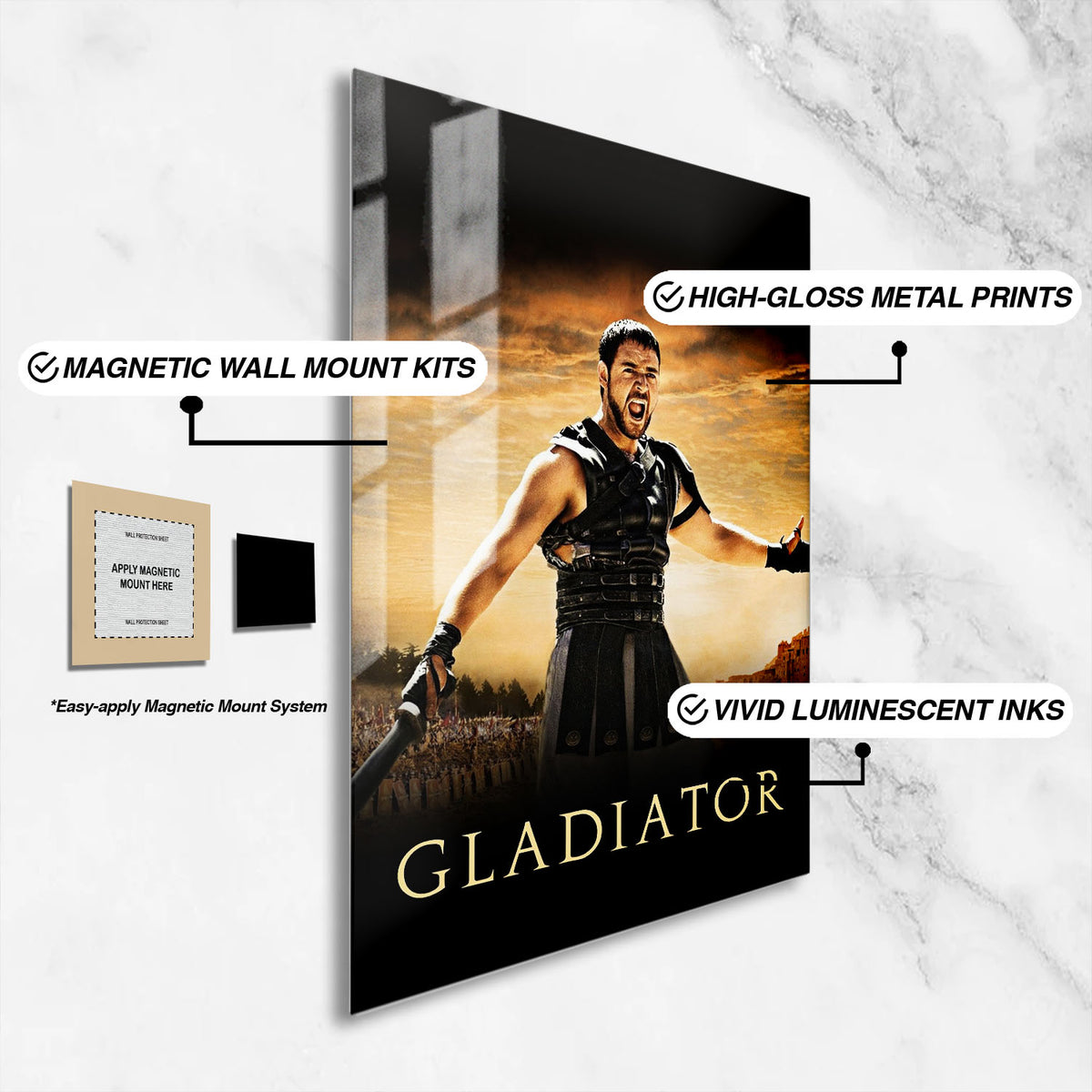 Flex Designs Metal Poster Gladiator 16 x 24" Home Goods - Movie 2000 Movie Metal Poster