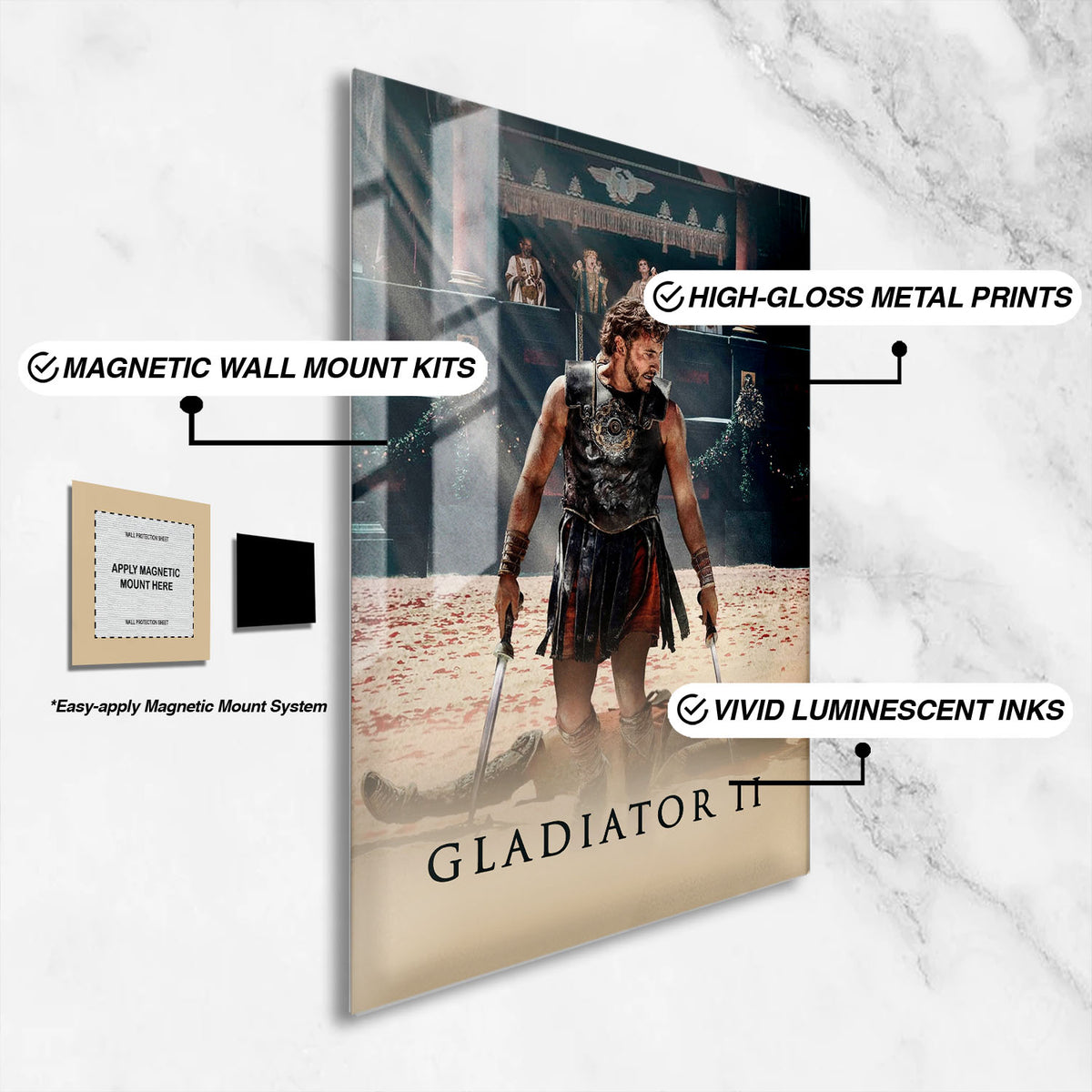 Flex Designs Metal Poster Gladiator II Theatrical 16 x 24" Home Goods - Movie 2024 Movie Metal Poster