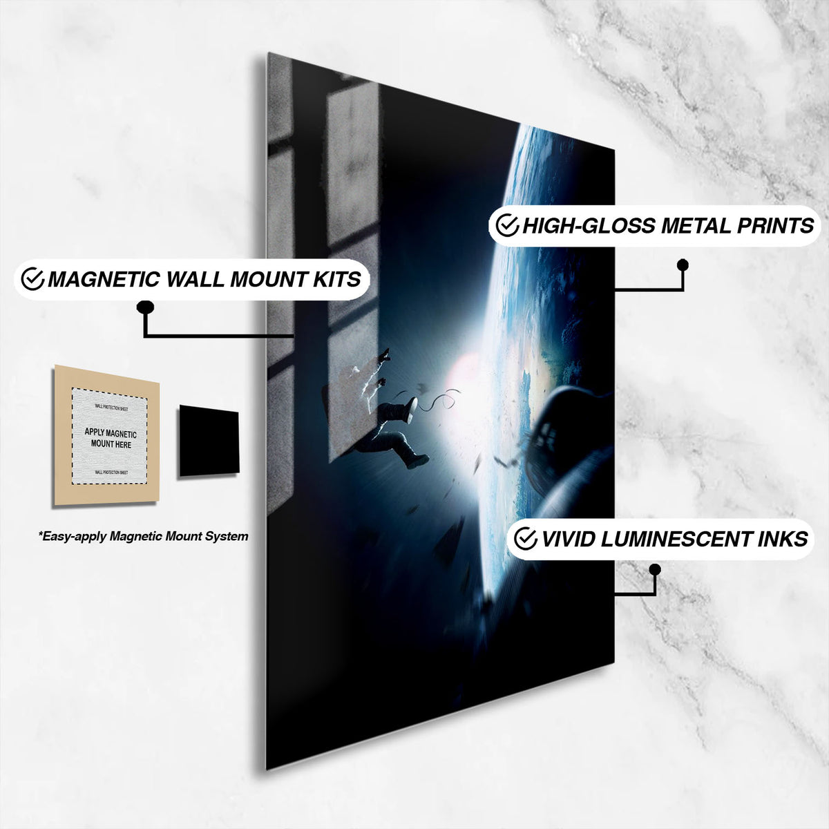 Flex Designs Metal Poster Gravity Textless 16 x 24" Home Goods - Movie 2013 Movie Metal Poster