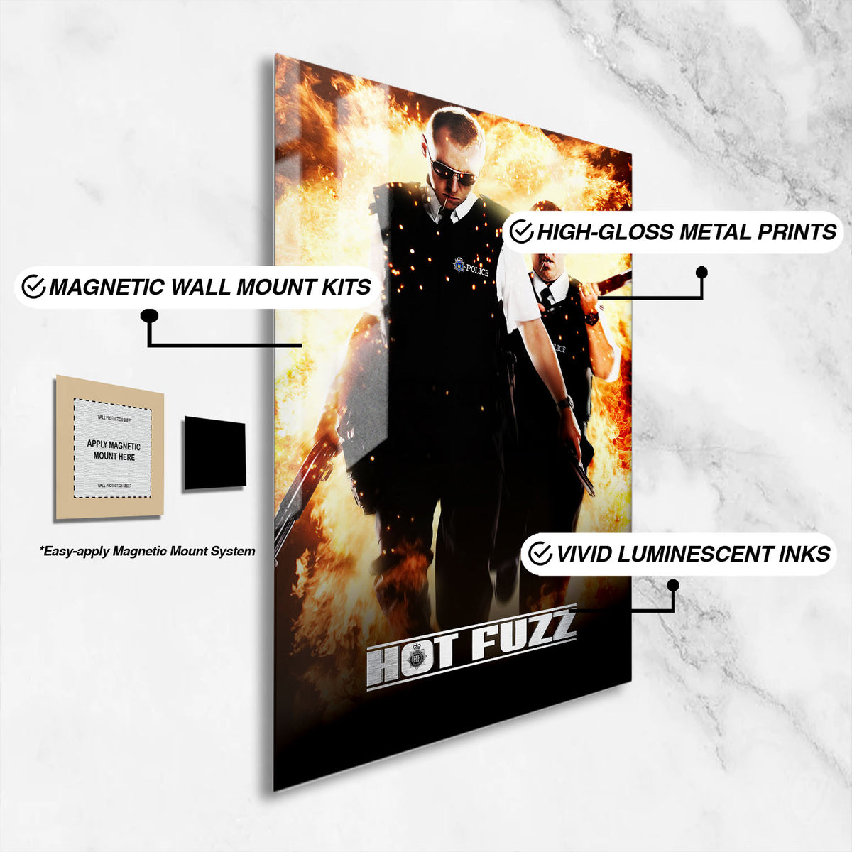 Flex Designs Metal Poster Hot Fuzz 16 x 24" Home Goods - Movie 2007 Movie Metal Poster
