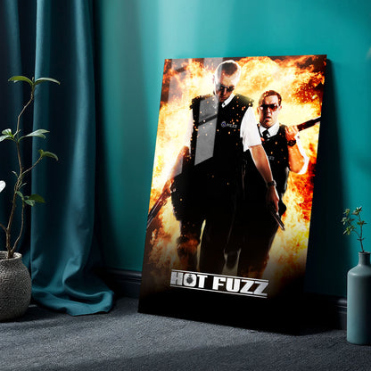 Flex Designs Metal Poster Hot Fuzz 24 x 36" Home Goods - Movie 2007 Movie Metal Poster