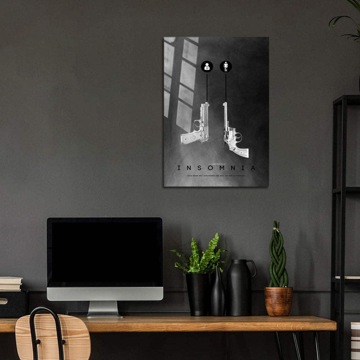 Flex Designs Metal Poster Insomnia Minimalist 24 x 36" Home Goods - Movie 2002 Movie Metal Poster