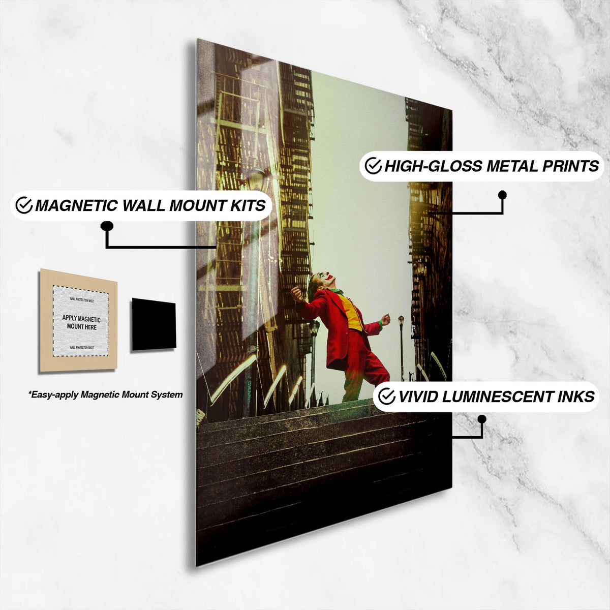 Flex Designs Metal Poster Joker Textless 16 x 24" Home Goods - Movie 2019 Movie Metal Poster