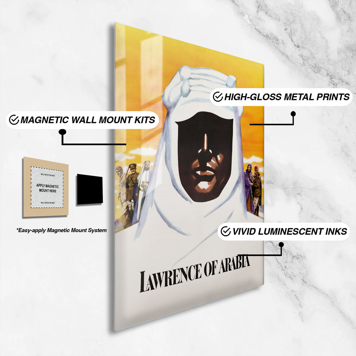 Flex Designs Metal Poster Lawrence of Arabia Cinematic 16 x 24" Home Goods - Movie 1962 Movie Metal Poster