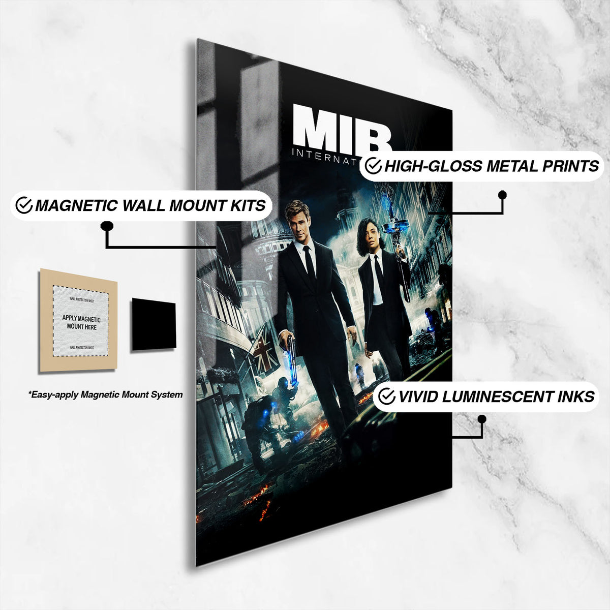 Flex Designs Metal Poster Men in Black- International 16 x 24" Home Goods - Movie 2019 Movie Metal Poster