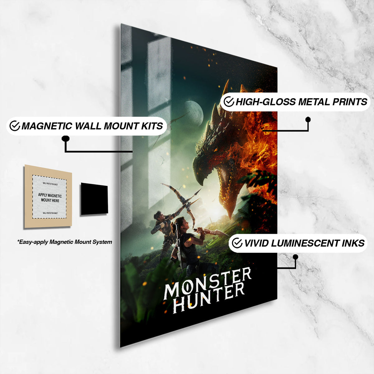 Flex Designs Metal Poster Monster Hunter 16 x 24" Home Goods - Movie 2020 Movie Metal Poster
