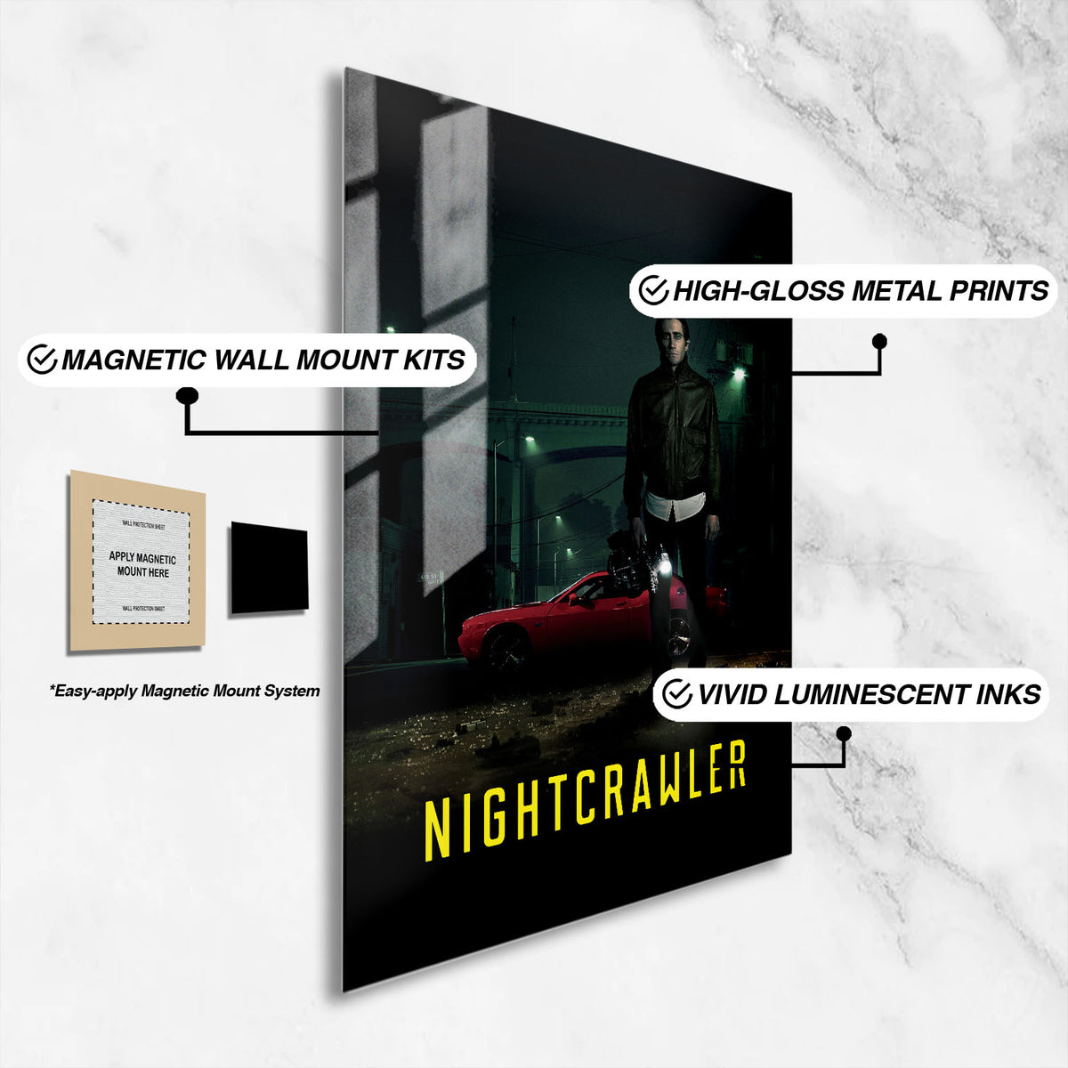 Flex Designs Metal Poster Nightcrawler 16 x 24" Home Goods - Movie 2014 Movie Metal Poster