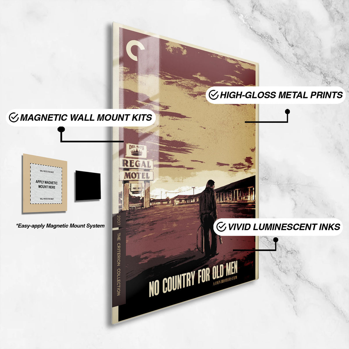 Flex Designs Metal Poster No Country for Old Men Sketch 16 x 24" Home Goods - Movie 2007 Movie Metal Poster
