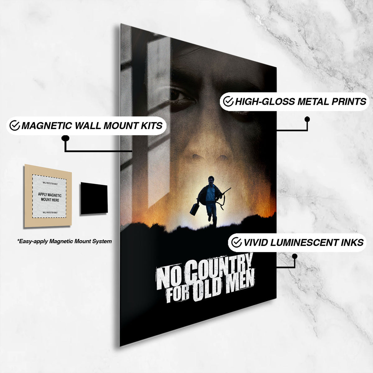 Flex Designs Metal Poster No Country for Old Men 16 x 24" Home Goods - Movie 2007 Movie Metal Poster