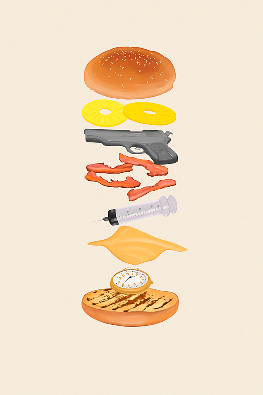 Flex Designs Metal Poster Pulp Fiction Deconstructed 11 x 17" Home Goods - Movie 1994 Movie Metal Poster