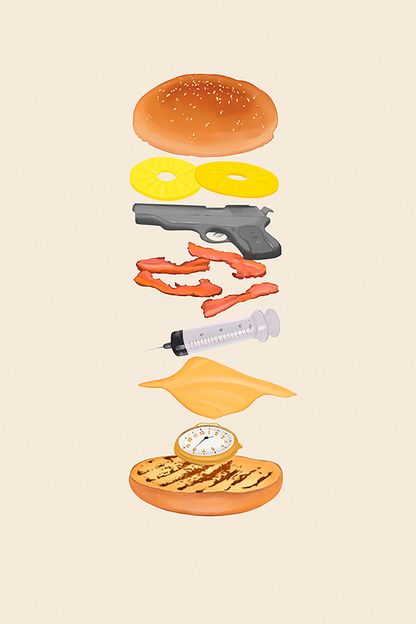 Flex Designs Metal Poster Pulp Fiction Deconstructed 11 x 17" Home Goods - Movie 1994 Movie Metal Poster