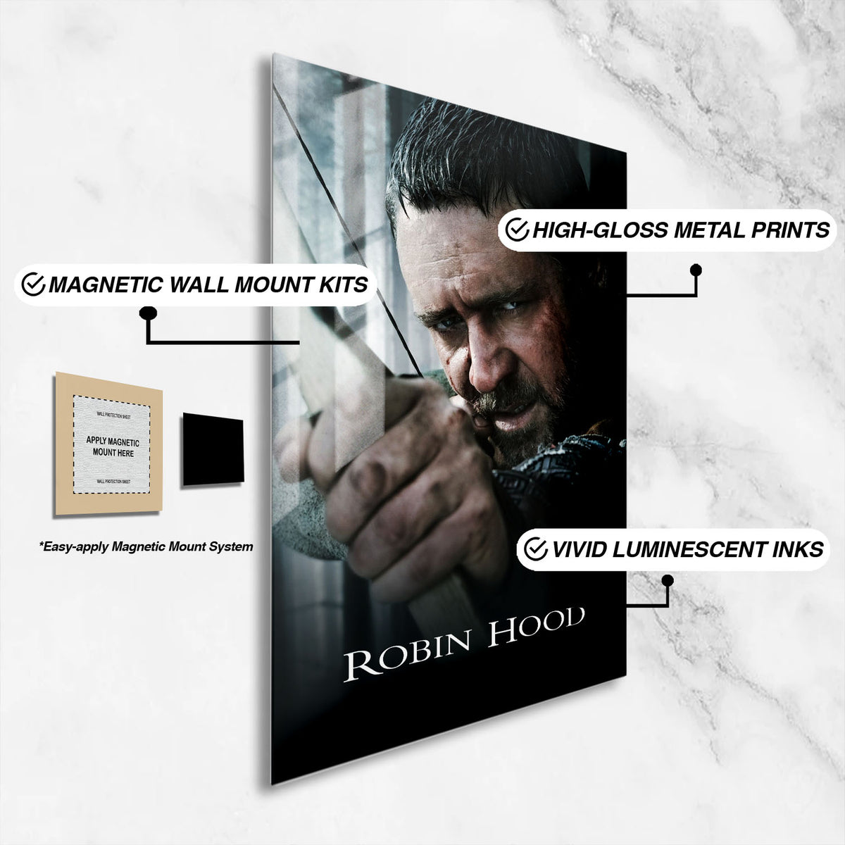 Flex Designs Metal Poster Robin Hood Russell Crow 16 x 24" Home Goods - Movie 2010 Movie Metal Poster