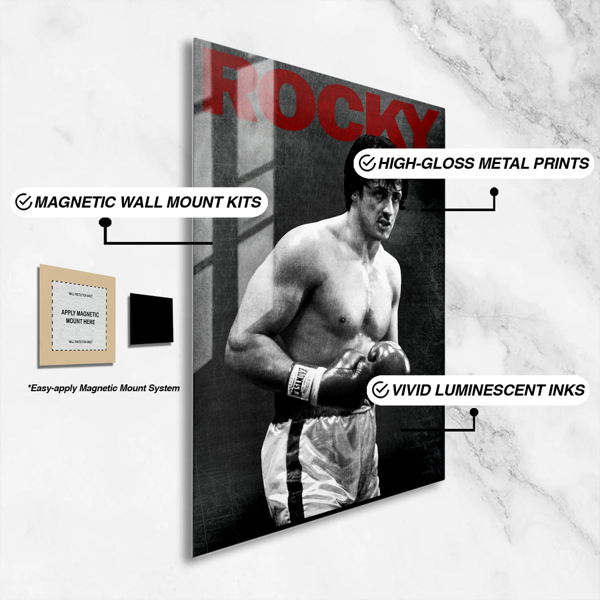 Flex Designs Metal Poster Rocky Alternate 16 x 24" Home Goods - Movie 1976 Movie Metal Poster