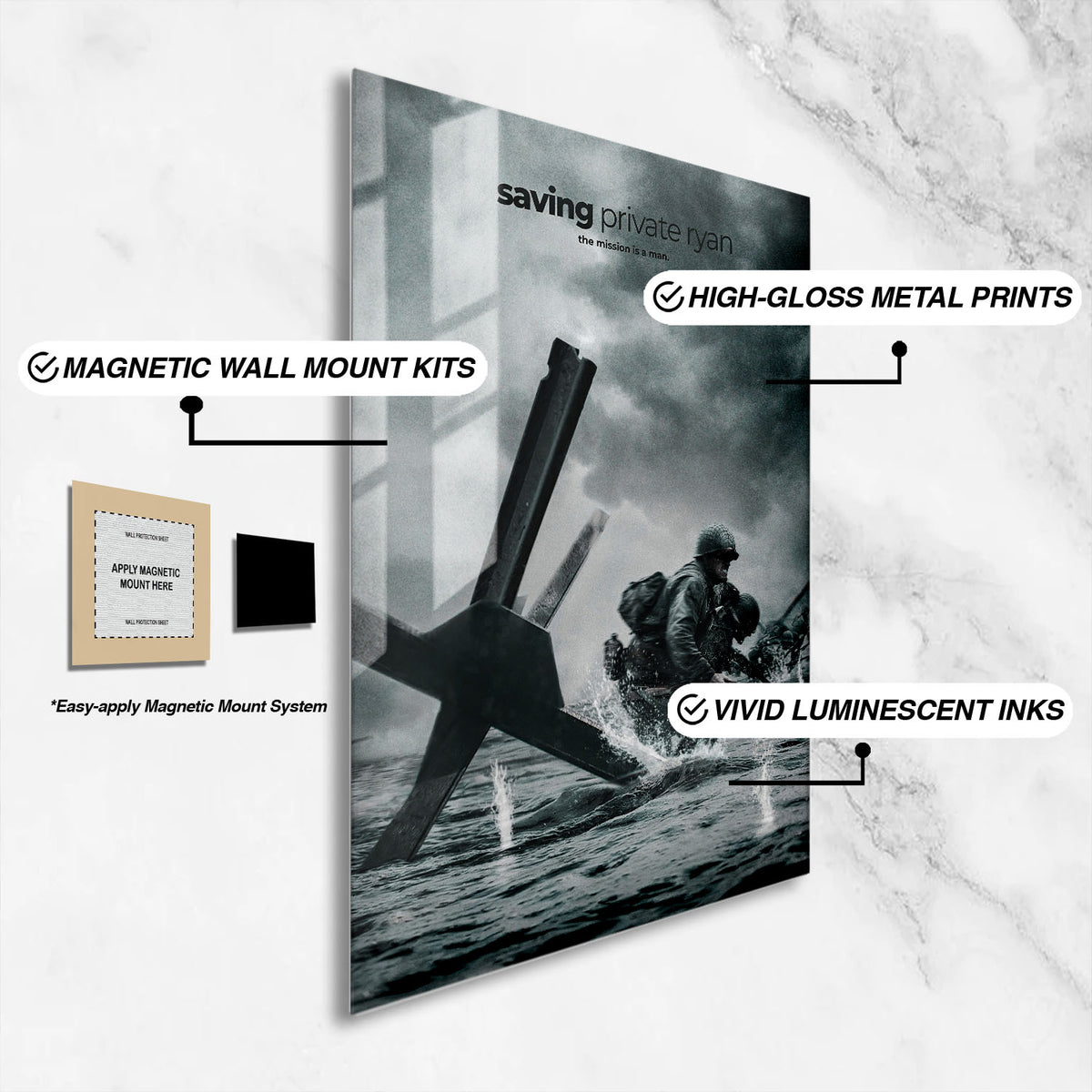 Flex Designs Metal Poster Saving Private Ryan Cinematic 16 x 24" Home Goods - Movie 1998 Movie Metal Poster