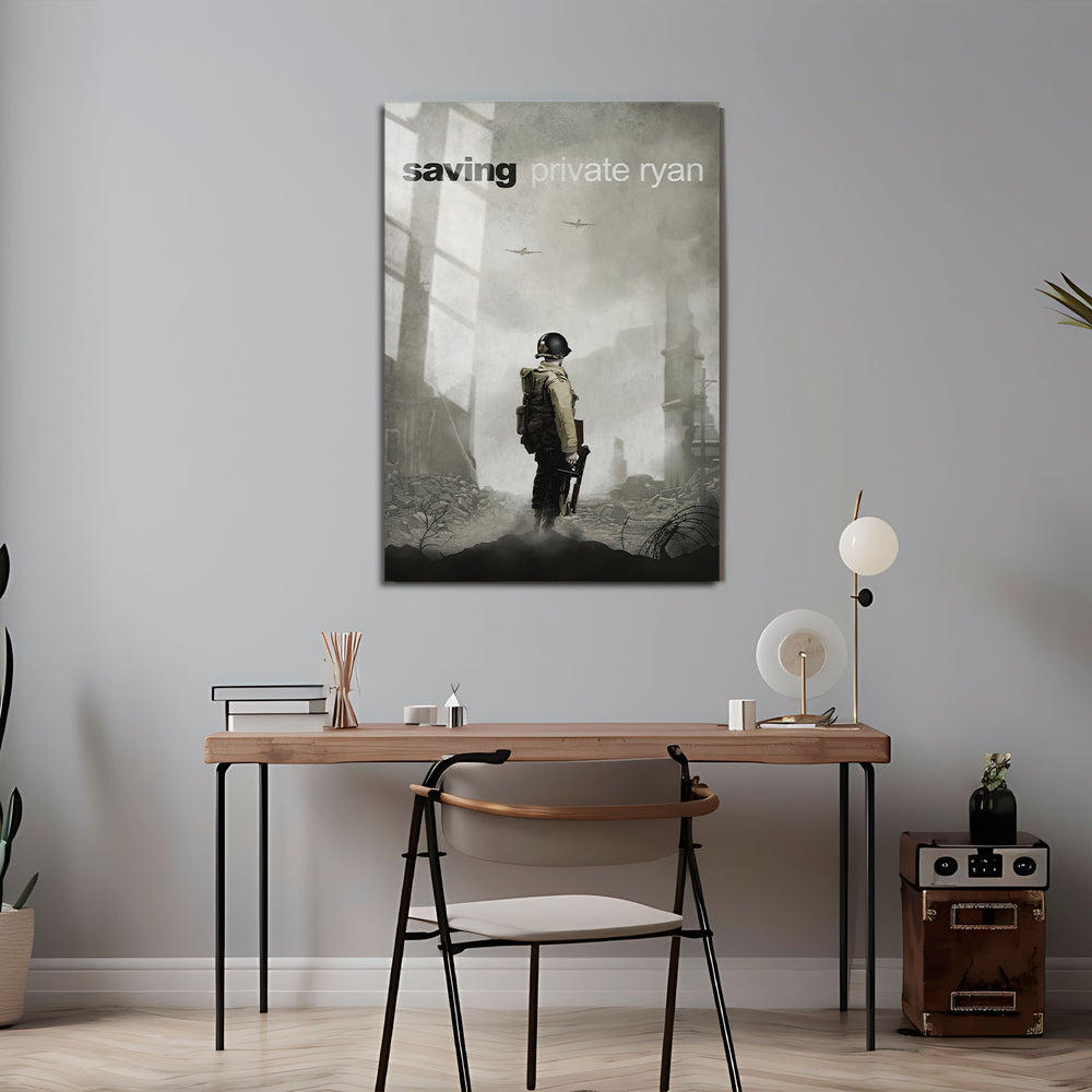 Flex Designs Metal Poster Saving Private Ryan Minimalist 5 x 7" Home Goods - Movie 1998 Movie Metal Poster