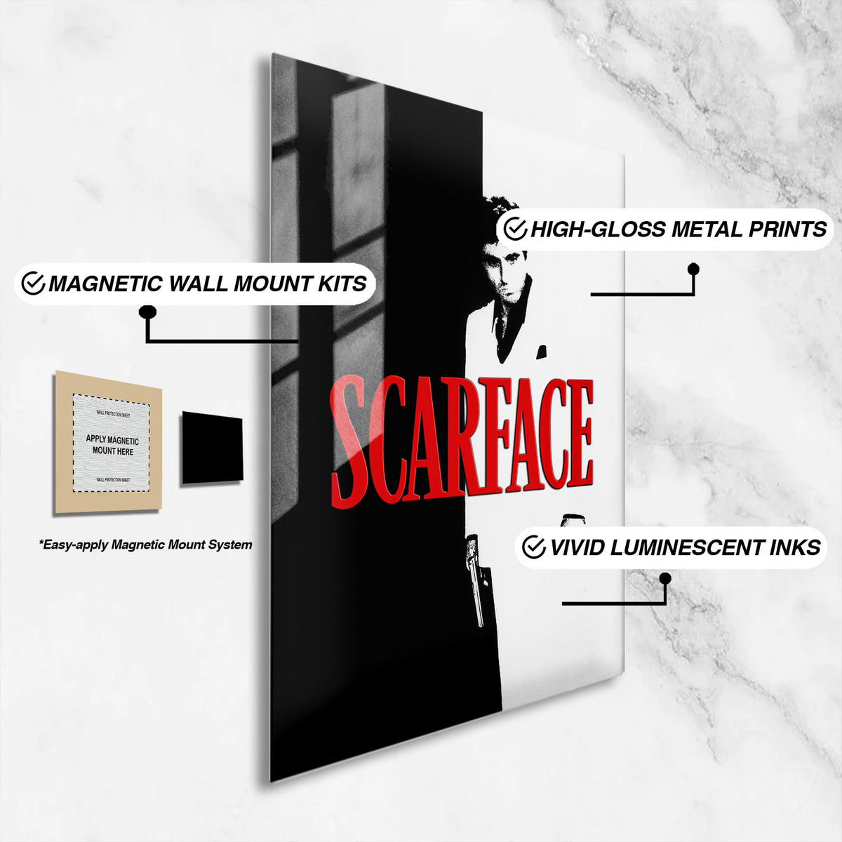 Flex Designs Metal Poster Scarface 16 x 24" Home Goods - Movie 1983 Movie Metal Poster