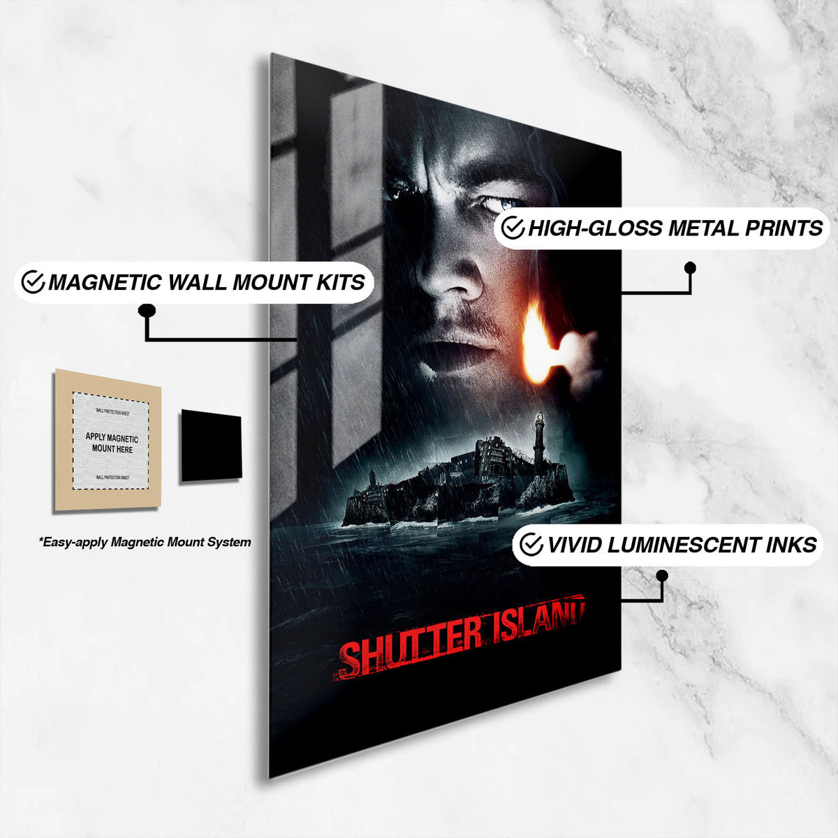 Flex Designs Metal Poster Shutter Island 16 x 24" Home Goods - Movie 2010 Movie Metal Poster