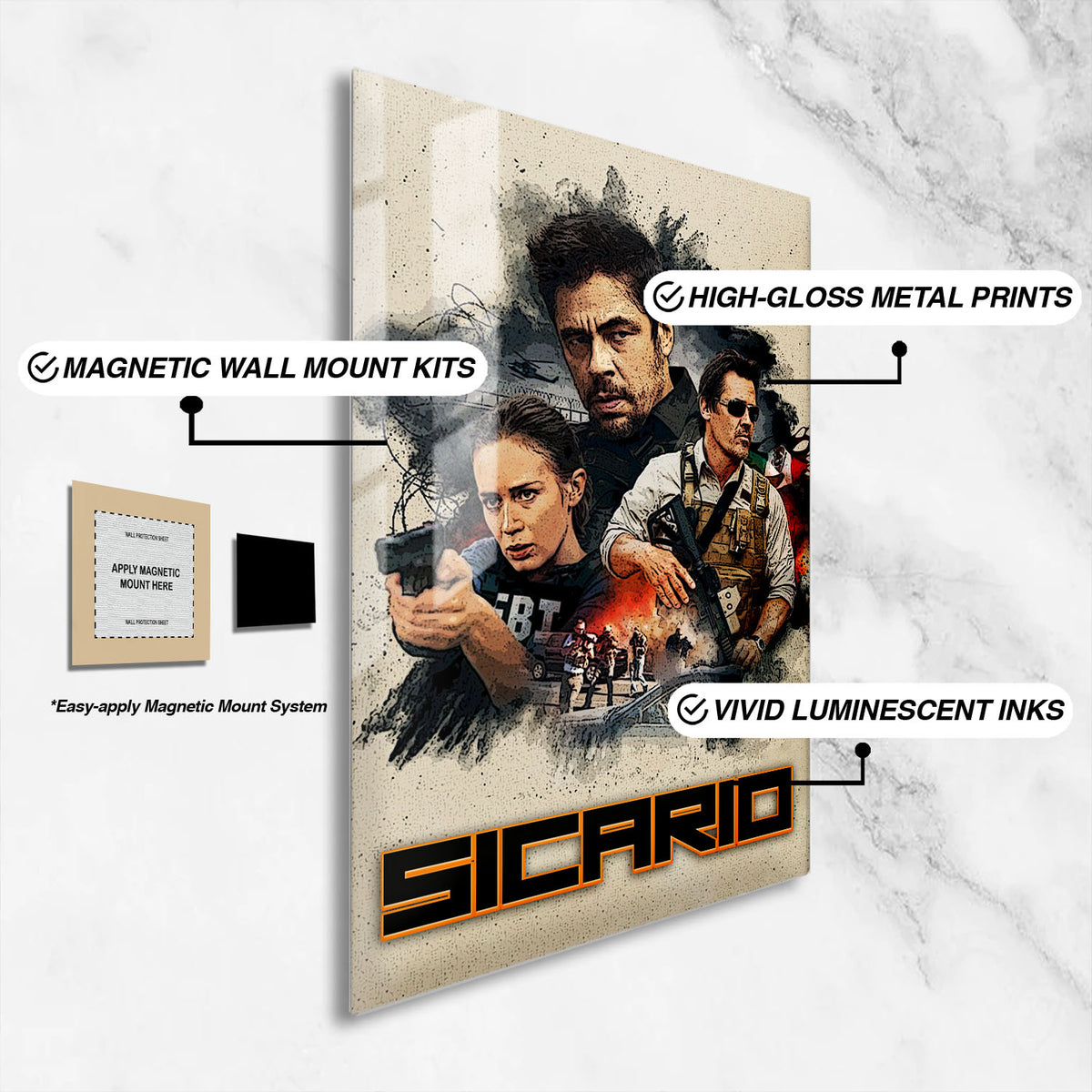 Flex Designs Metal Poster Sicario 16 x 24" Home Goods - Movie 2015 Movie Metal Poster