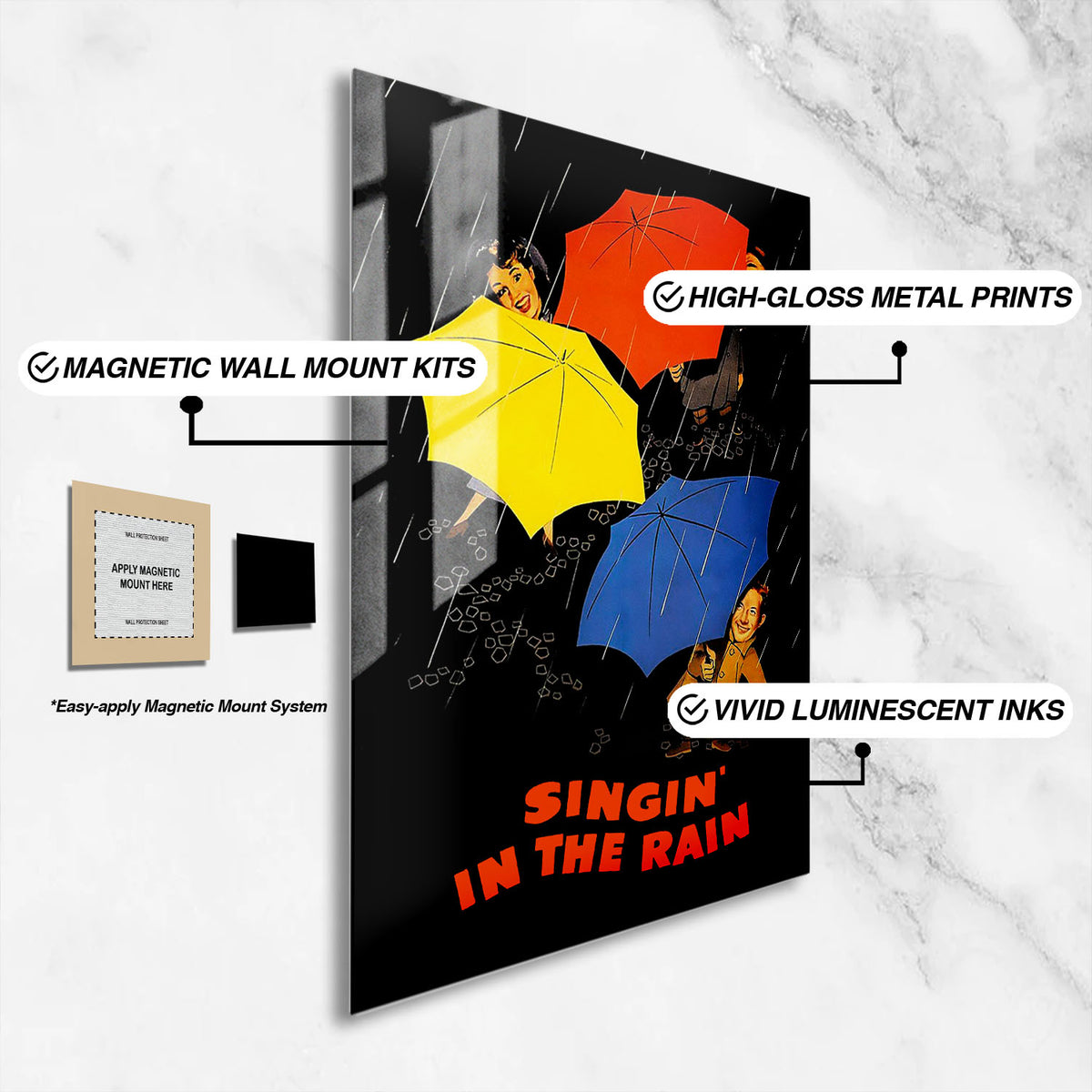 Flex Designs Metal Poster Singin' in the Rain Sketch 16 x 24" Home Goods - Movie 1952 Movie Metal Poster