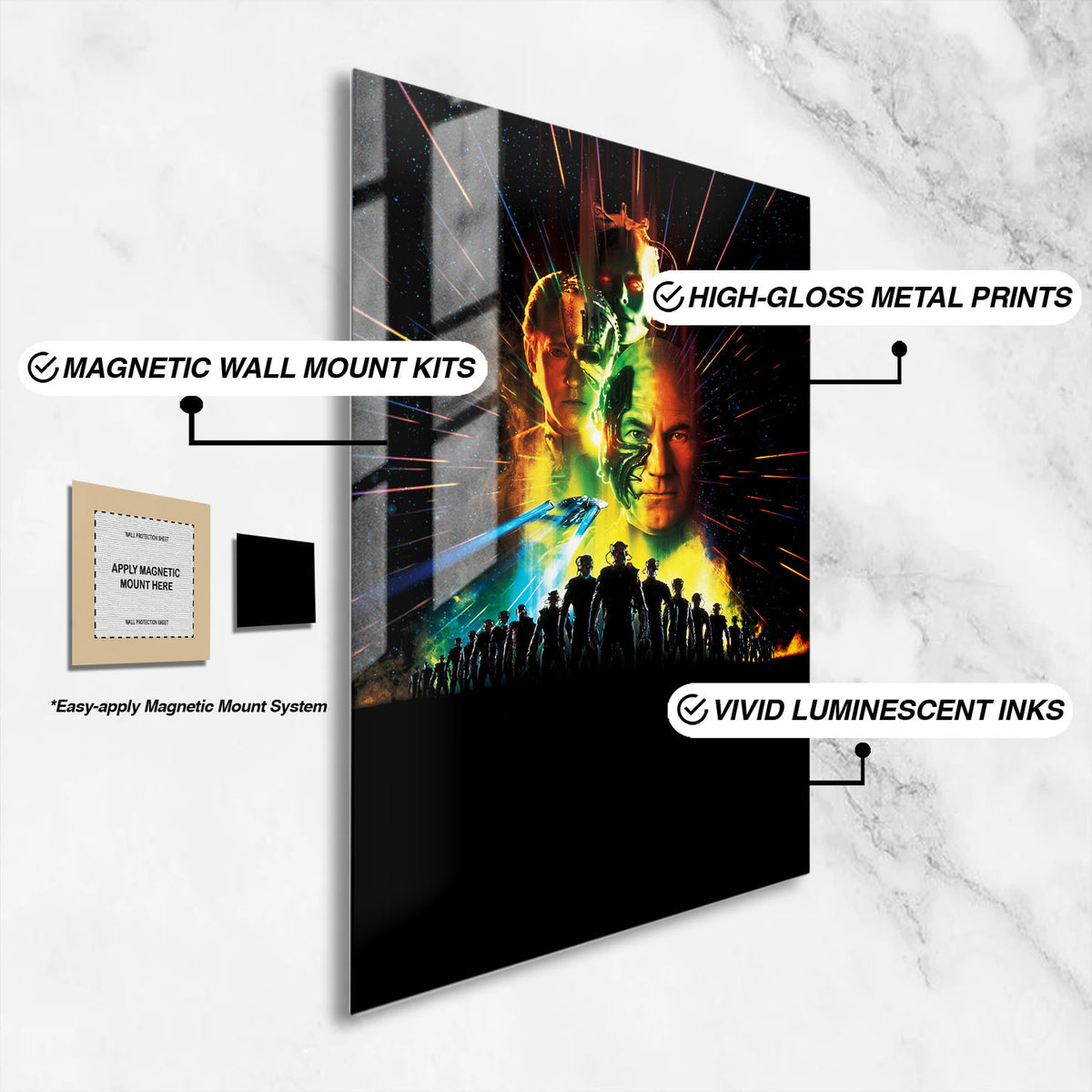 Flex Designs Metal Poster Star Trek First Contact Key Art 16 x 24" Home Goods - Movie 1996 Movie Metal Poster