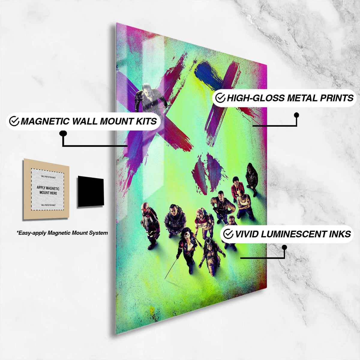 Flex Designs Metal Poster Suicide Squad Neon 16 x 24" Home Goods - Movie 2016 Movie Metal Poster