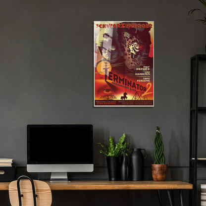 Flex Designs Metal Poster Terminator 2 Judgment Day Sketch 24 x 36" Home Goods - Movie 1991 Movie Metal Poster