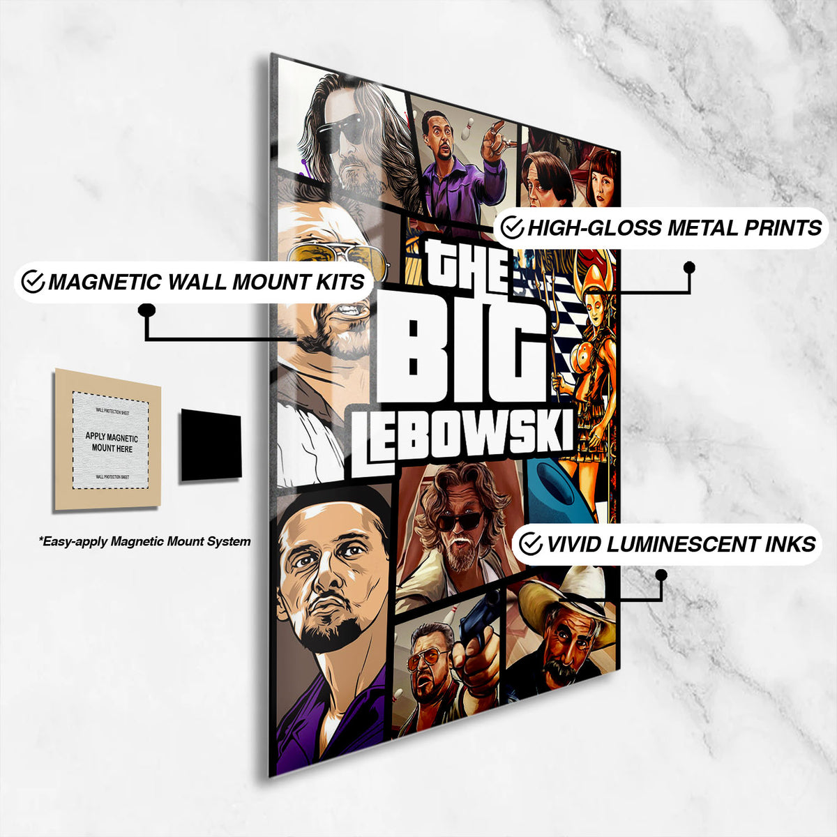 Flex Designs Metal Poster The Big Lebowski Cover 16 x 24" Home Goods - Movie 1998 Movie Metal Poster