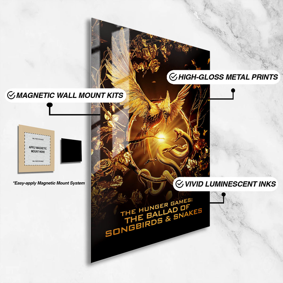 Flex Designs Metal Poster The Hunger Games The Ballad of Songbirds & Snakes Gold 16 x 24" Home Goods - Movie 2023 Movie Metal Poster