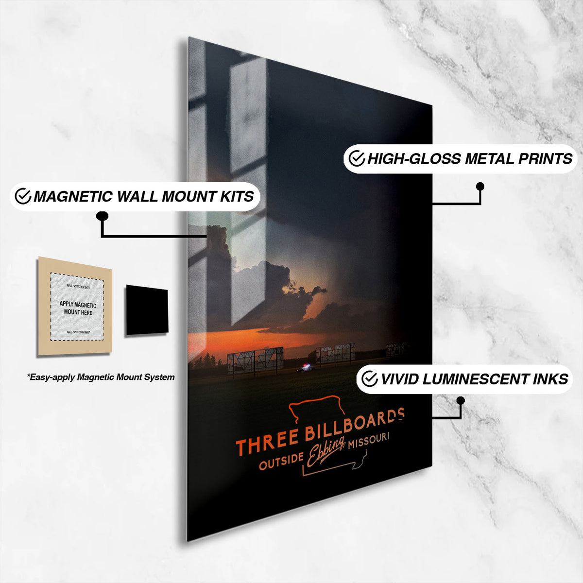 Flex Designs Metal Poster Three Billboards Outside Ebbing, Missouri 16 x 24" Home Goods - Movie 2017 Movie Metal Poster