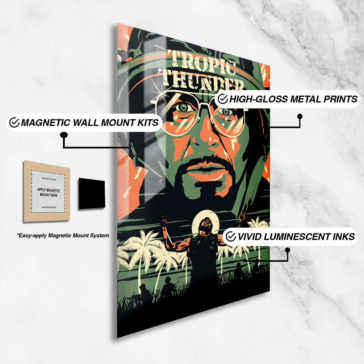 Flex Designs Metal Poster Tropic Thunder 16 x 24" Home Goods - Movie 2008 Movie Metal Poster