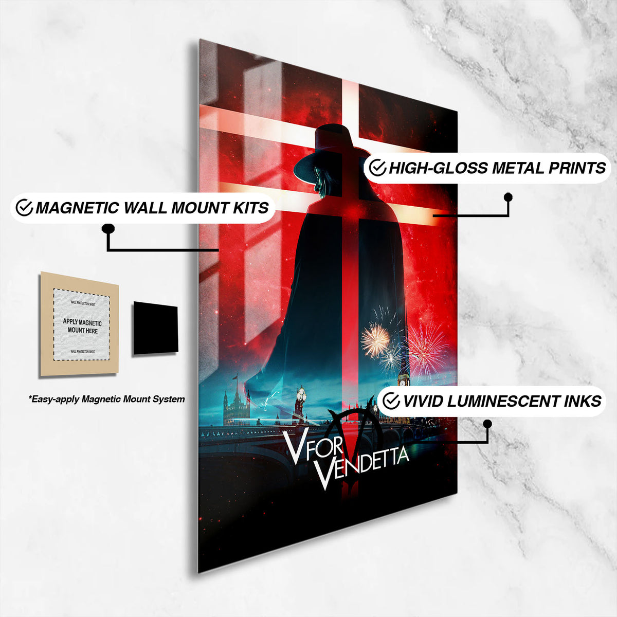 Flex Designs Metal Poster V for Vendetta 16 x 24" Home Goods - Movie 2006 Movie Metal Poster