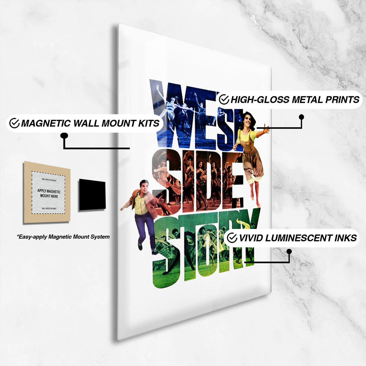 Flex Designs Metal Poster West Side Story Cover 16 x 24" Home Goods - Movie 1961 Movie Metal Poster