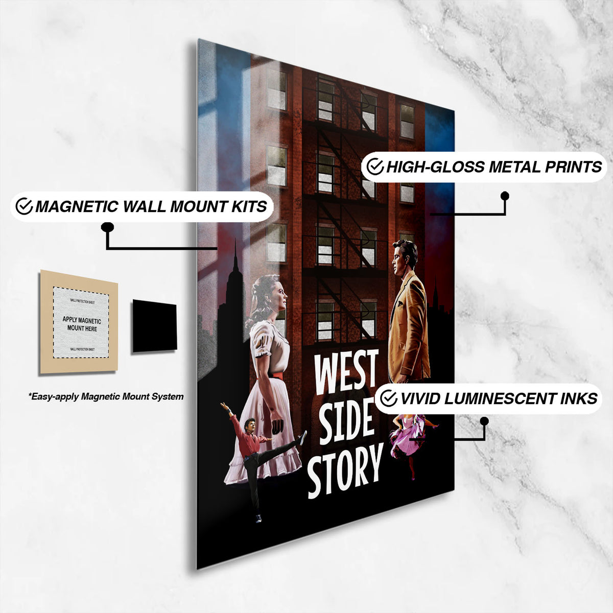Flex Designs Metal Poster West Side Story 16 x 24" Home Goods - Movie 1961 Movie Metal Poster
