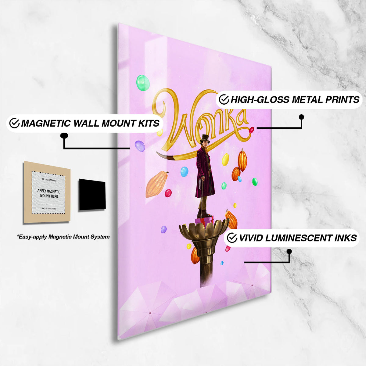 Flex Designs Metal Poster Wonka 16 x 24" Home Goods - Movie 2023 Movie Metal Poster