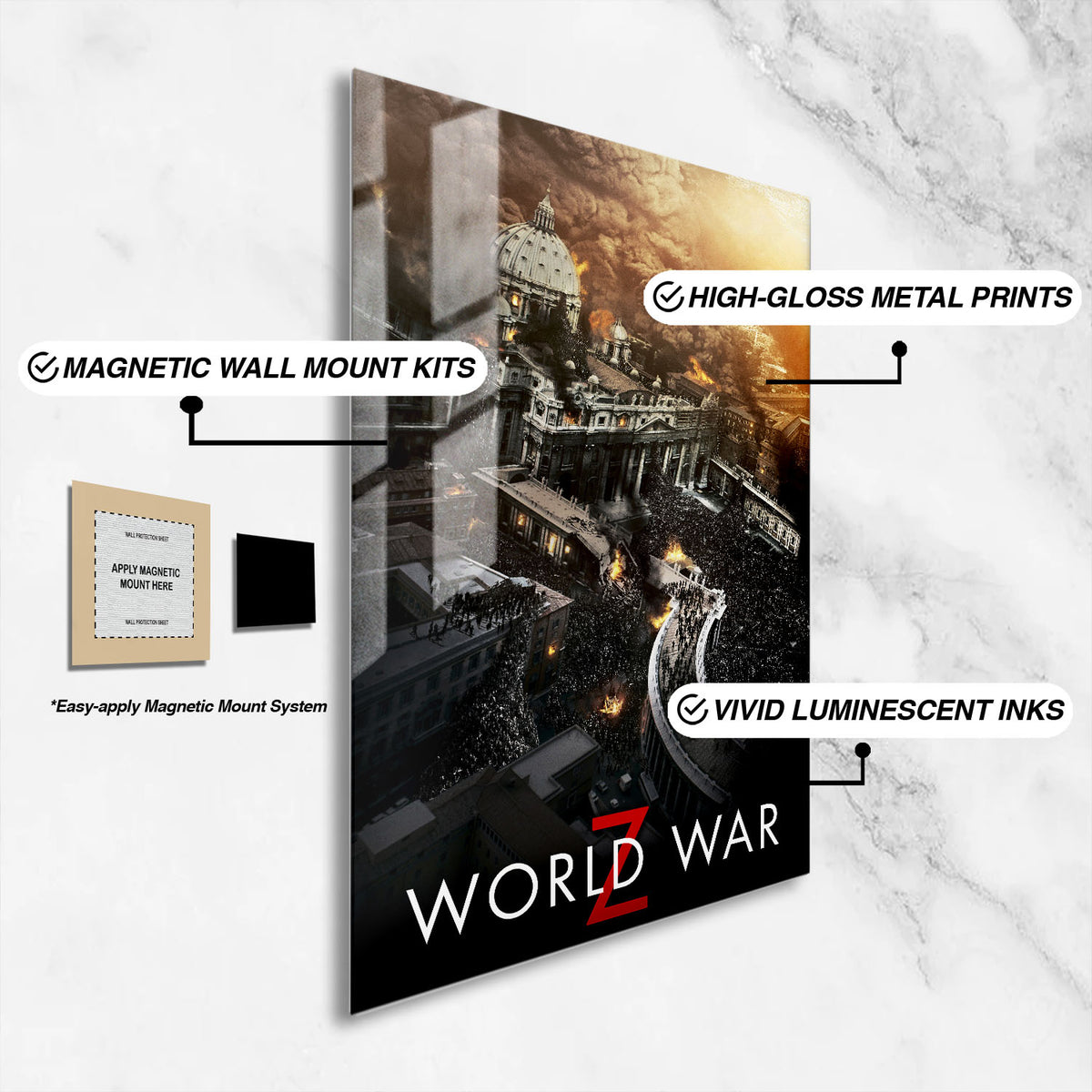 Flex Designs Metal Poster World War Z Theatrical 16 x 24" Home Goods - Movie 2013 Movie Metal Poster