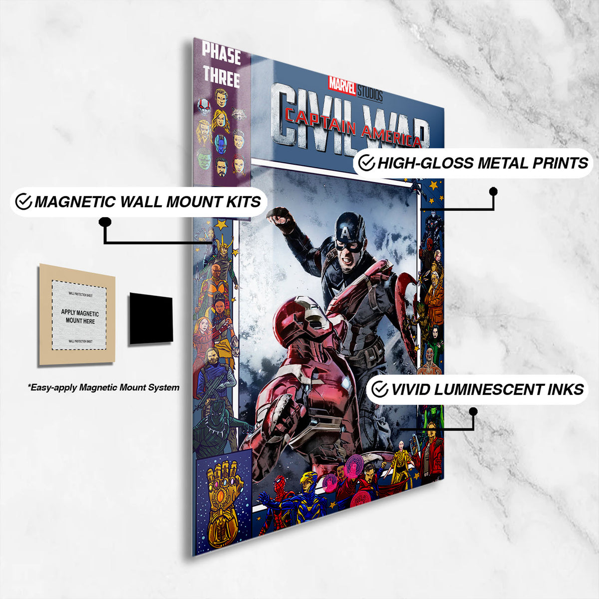 Flex Designs Metal Poster Captain America Civil War Comics 16 x 24" Home Goods - Movie 2016 Movie Metal Poster