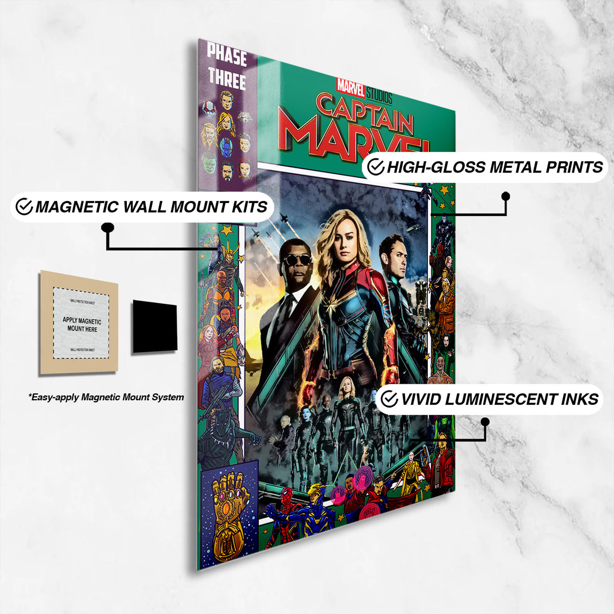 Flex Designs Metal Poster Captain Marvel Comics 16 x 24" Home Goods - Movie 2019 Movie Metal Poster