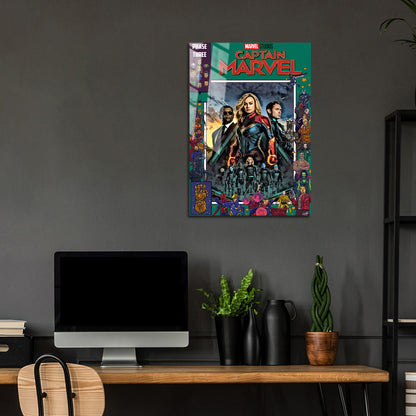 Flex Designs Metal Poster Captain Marvel Comics 24 x 36" Home Goods - Movie 2019 Movie Metal Poster