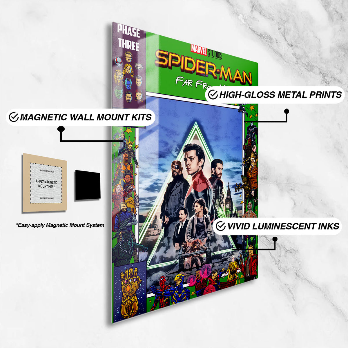 Flex Designs Metal Poster Spider-Man Far From Home Comics 16 x 24" Home Goods - Movie 2019 Movie Metal Poster