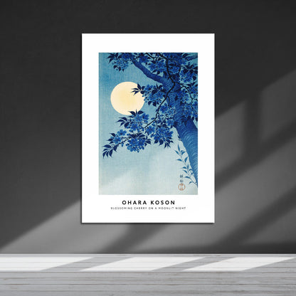 Flex Designs Metal Poster Blossoming Cherry on Moonlit Night by Ohara Koson 5 x 7" Home Goods - Artist Artwork  Metal Poster