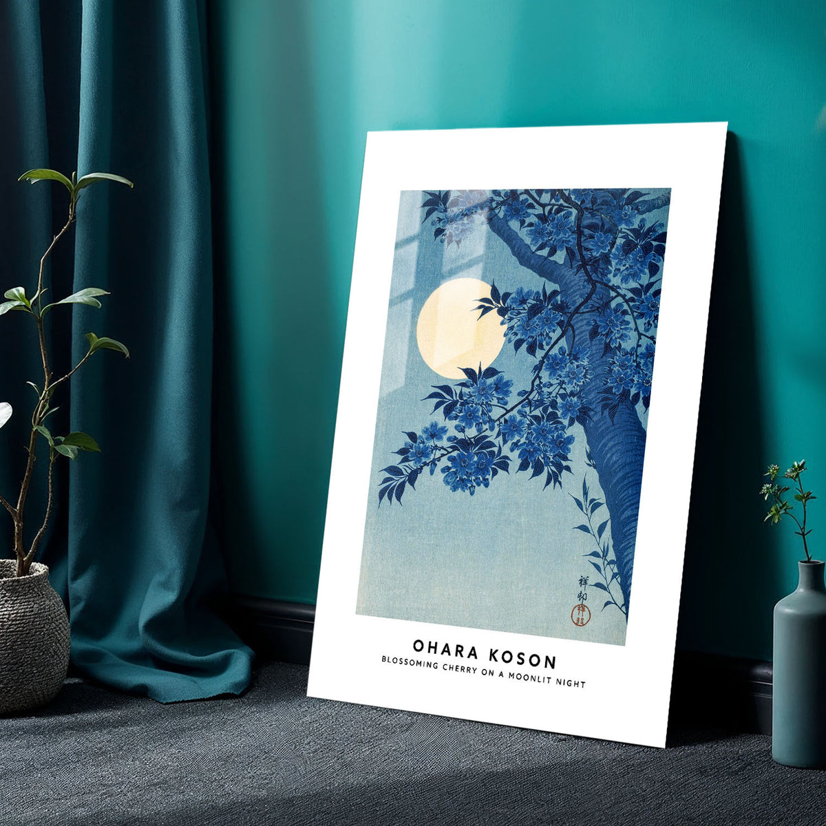 Flex Designs Metal Poster Blossoming Cherry on Moonlit Night by Ohara Koson 24 x 36" Home Goods - Artist Artwork  Metal Poster
