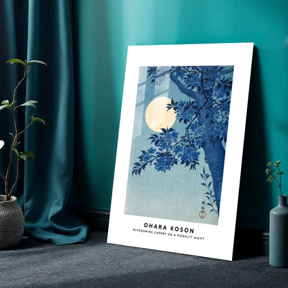 Flex Designs Metal Poster Blossoming Cherry on Moonlit Night by Ohara Koson 24 x 36" Home Goods - Artist Artwork  Metal Poster