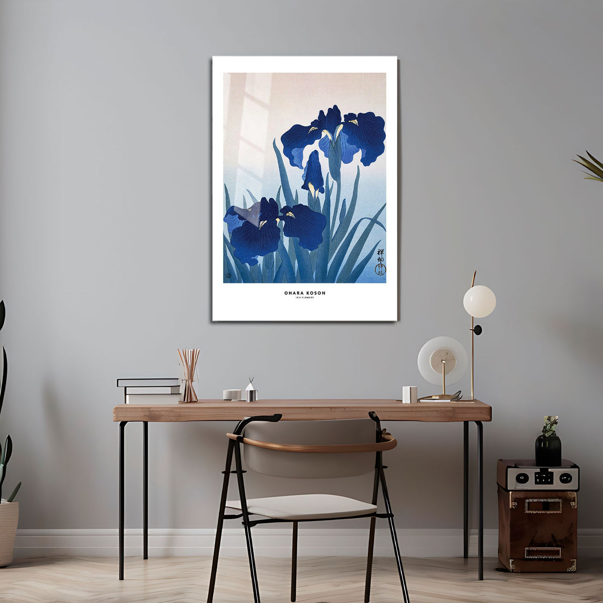 Flex Designs Metal Poster Iris Flowers by Ohara Koson 5 x 7" Home Goods - Artist Artwork  Metal Poster