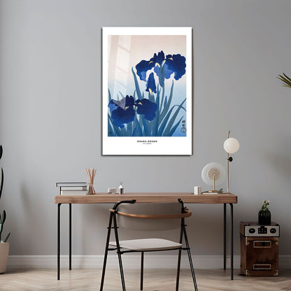 Flex Designs Metal Poster Iris Flowers by Ohara Koson 5 x 7" Home Goods - Artist Artwork  Metal Poster