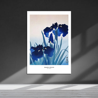 Flex Designs Metal Poster Iris Flowers by Ohara Koson 5 x 7" Home Goods - Artist Artwork  Metal Poster