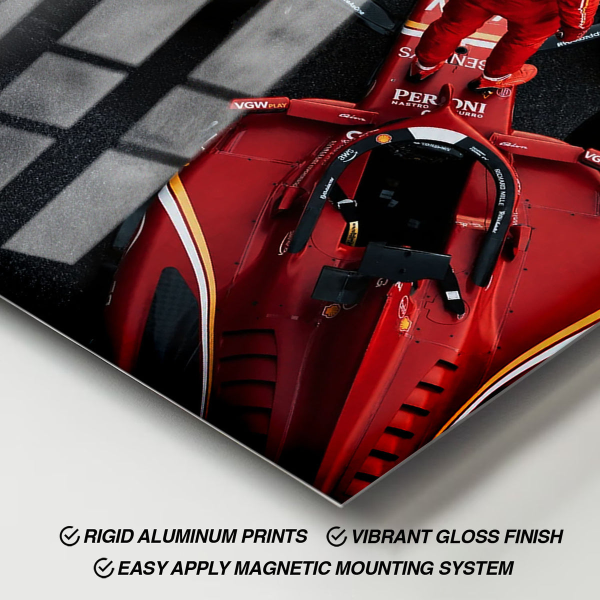 Flex Designs Metal Poster Formula 1 Ferrari Charles Leclerc 11 x 17" Home Goods - Sports  Metal Poster