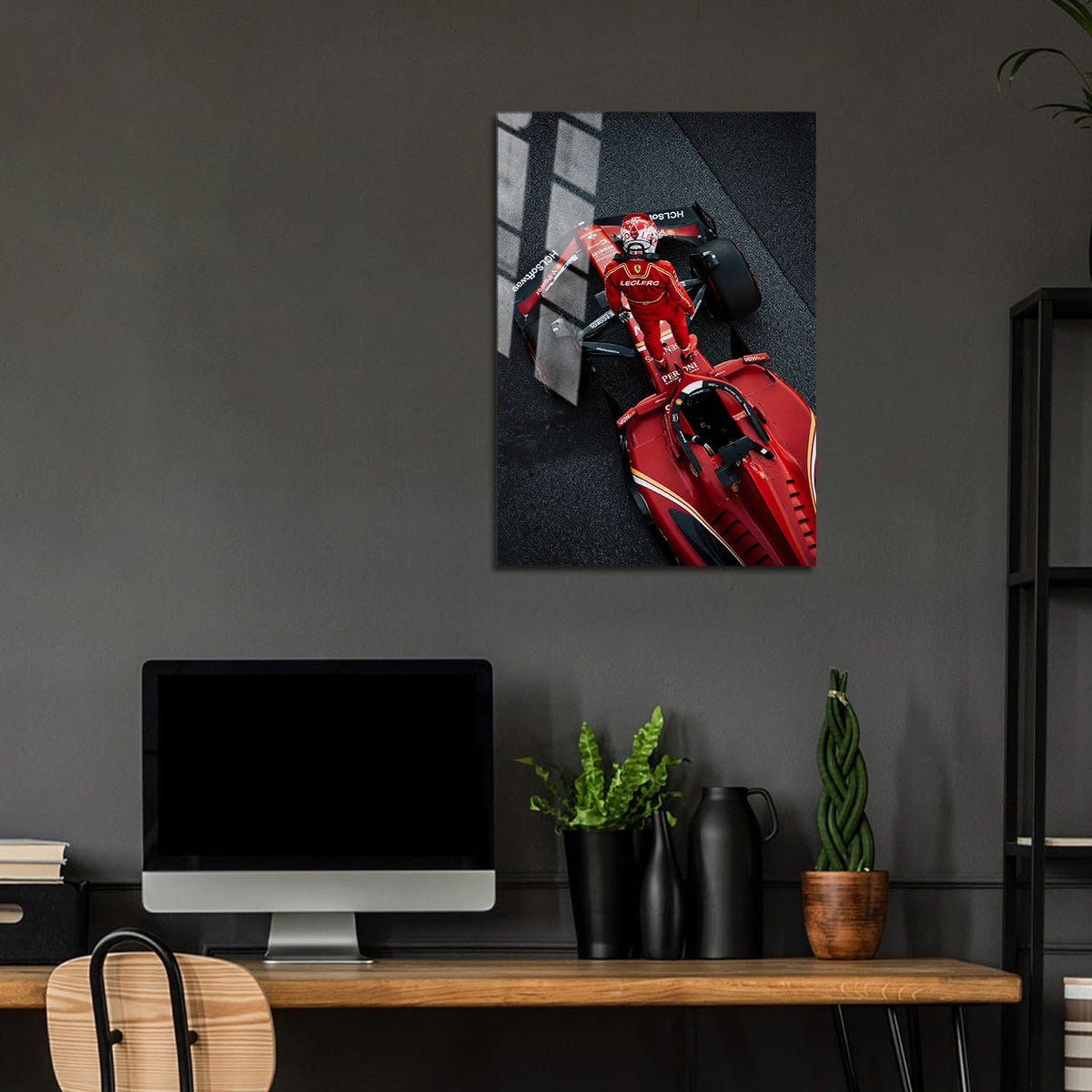 Flex Designs Metal Poster Formula 1 Ferrari Charles Leclerc 24 x 36" Home Goods - Sports  Metal Poster