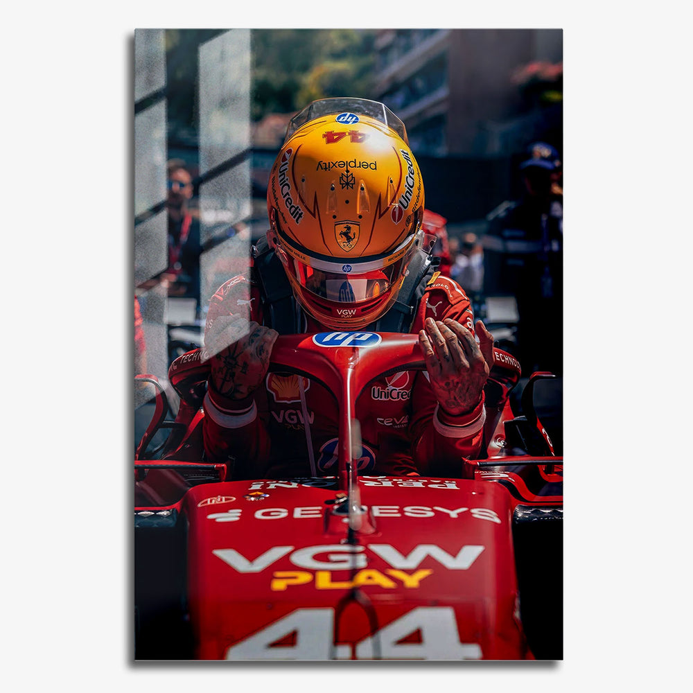 Flex Designs Metal Poster Formula 1 Ferrari Lewis Hamilton 11 x 17" Home Goods - Sports  Metal Poster
