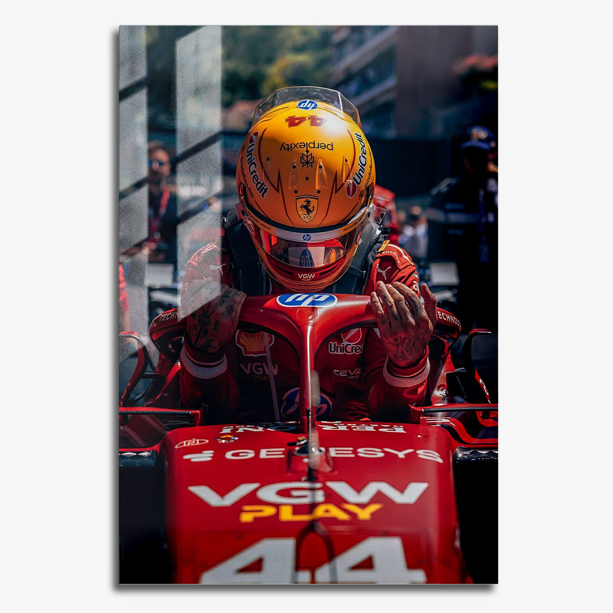 Flex Designs Metal Poster Formula 1 Ferrari Lewis Hamilton 11 x 17" Home Goods - Sports  Metal Poster